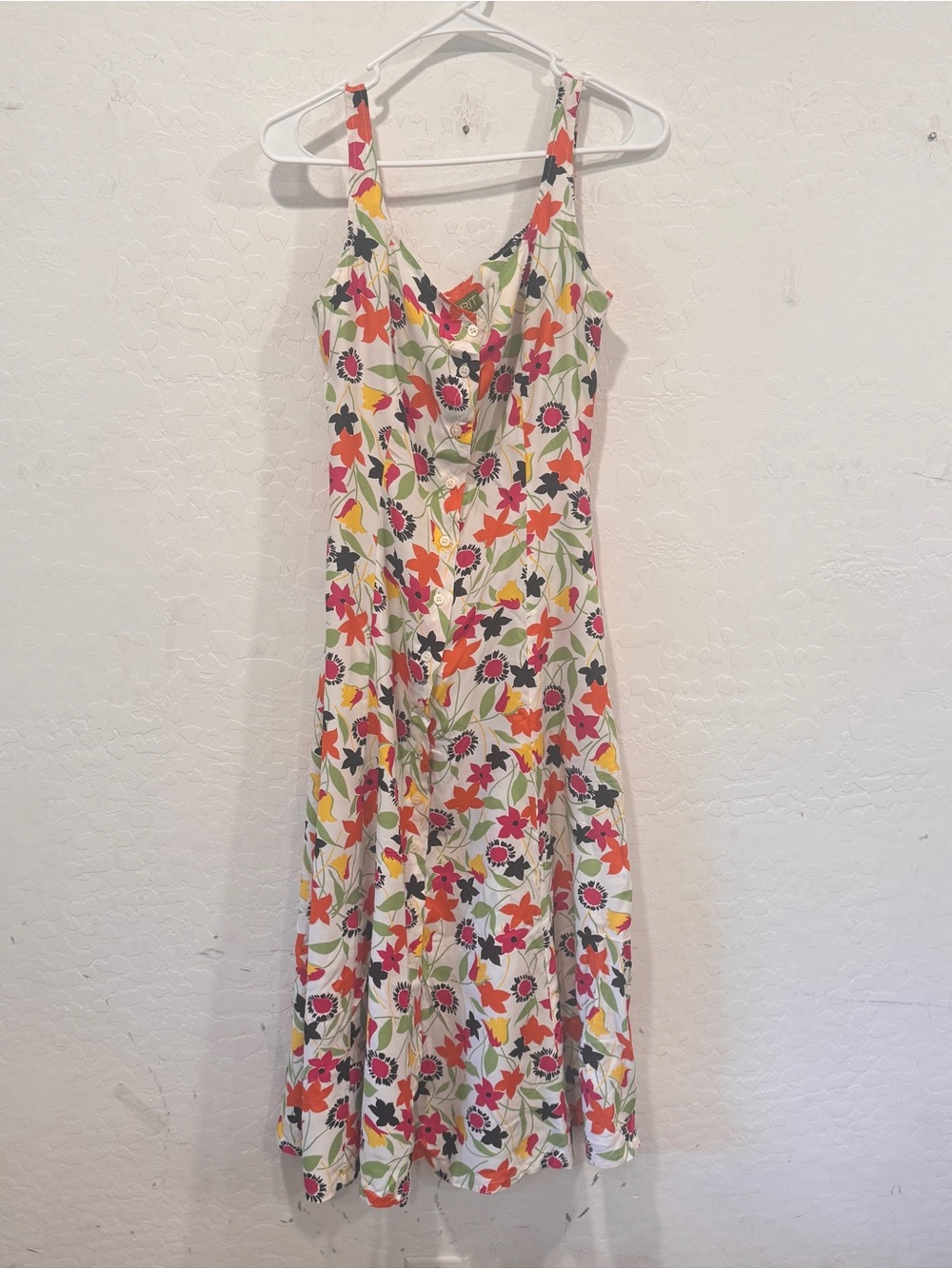 Vintage Y2K Esprit Midi Dress Womens Medium Bright Floral Print Sundress